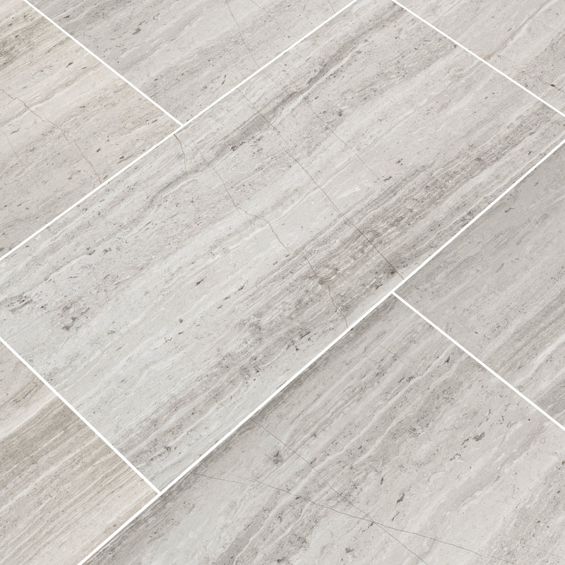 White oak polished marble floor and wall tile TWHTOAK18360.38P msi collection product shot angle view