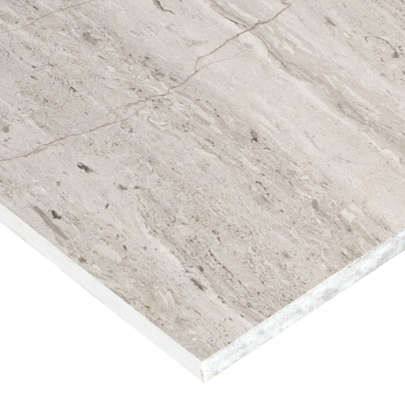 White oak polished marble floor and wall tile TWHTOAK18360.38P msi collection product shot profile view