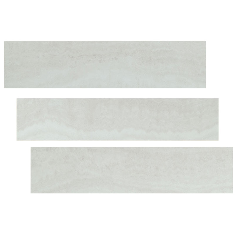 White ocean 0.75 thick x 2.75 wide x 94 length luxury vinyl flush stairnose molding VTTWHIOCE-FSN product shot multiple tiles view