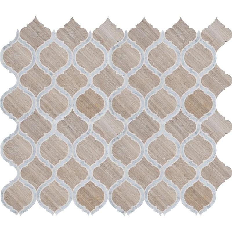 White quarry savona 12.75X14.75 honed marble mesh mounted mosaic tile SMOT-WQSAV-HON10MM product shot multiple tiles top view