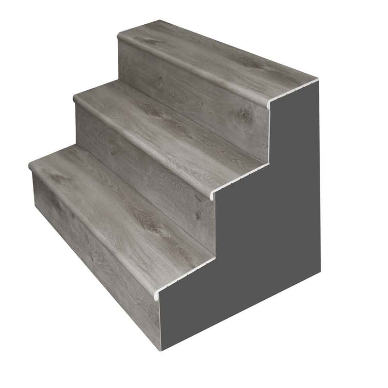 Whitfield gray 0.31 in x 12.01 in x 47.24 in luxury vinyl stair tread VTTWHIGRY ST product shot Stairtread view