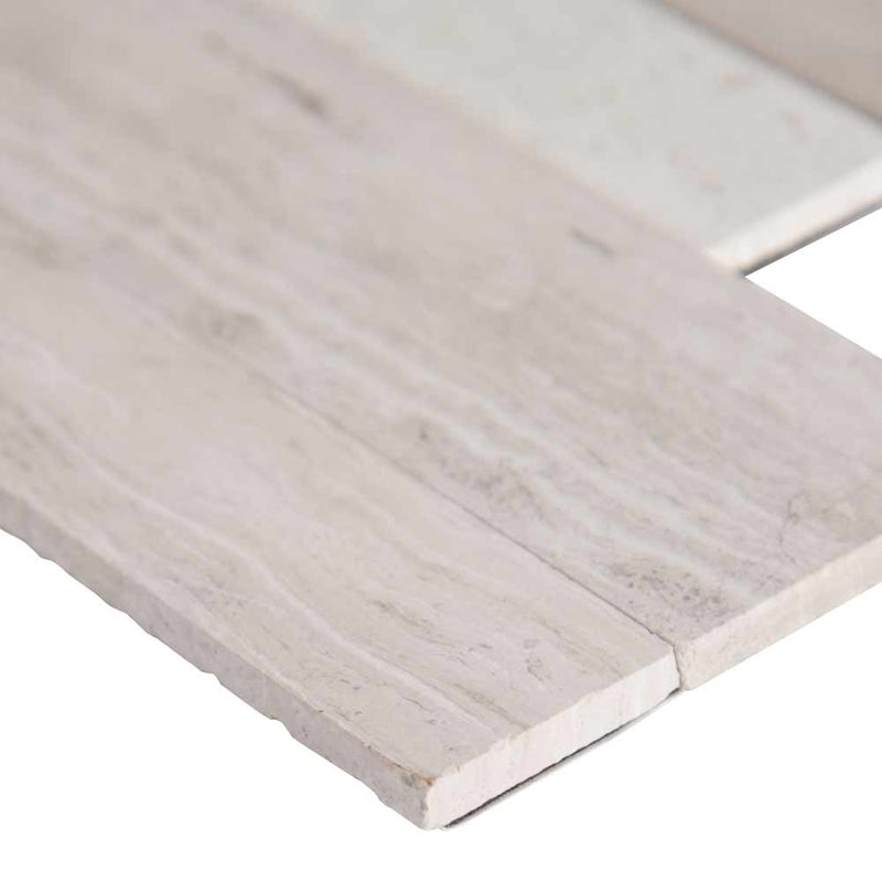 Winter oak veneer peel and stick 6X22 honed slate wall tile SMOT-PNS-VNR-WG6MM product shot profile view