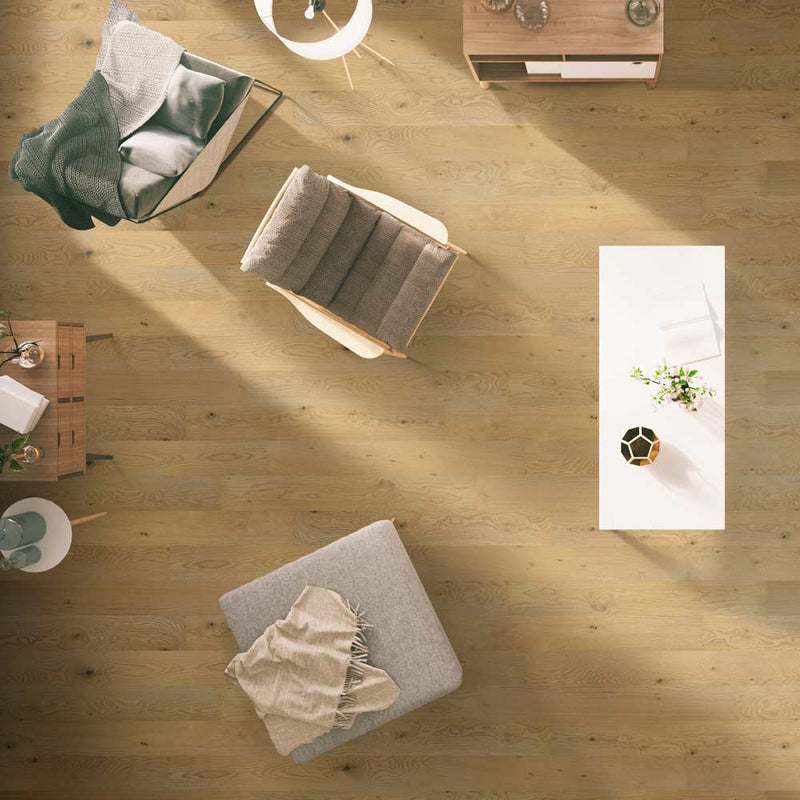 Woodhills aura gold oak 6.5x48 waterproof engineered hardwood flooring VTWAURGOL6.5X48-7MM room shot living room view 2