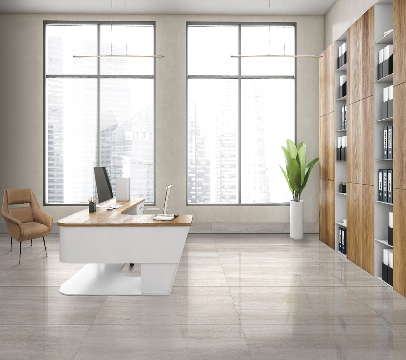 Zen beige polished porcelain floor and wall tile  liberty us collection room shot sitting view 2