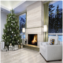 Zen beige polished porcelain floor and wall tile  liberty us collection room shot sitting view 3