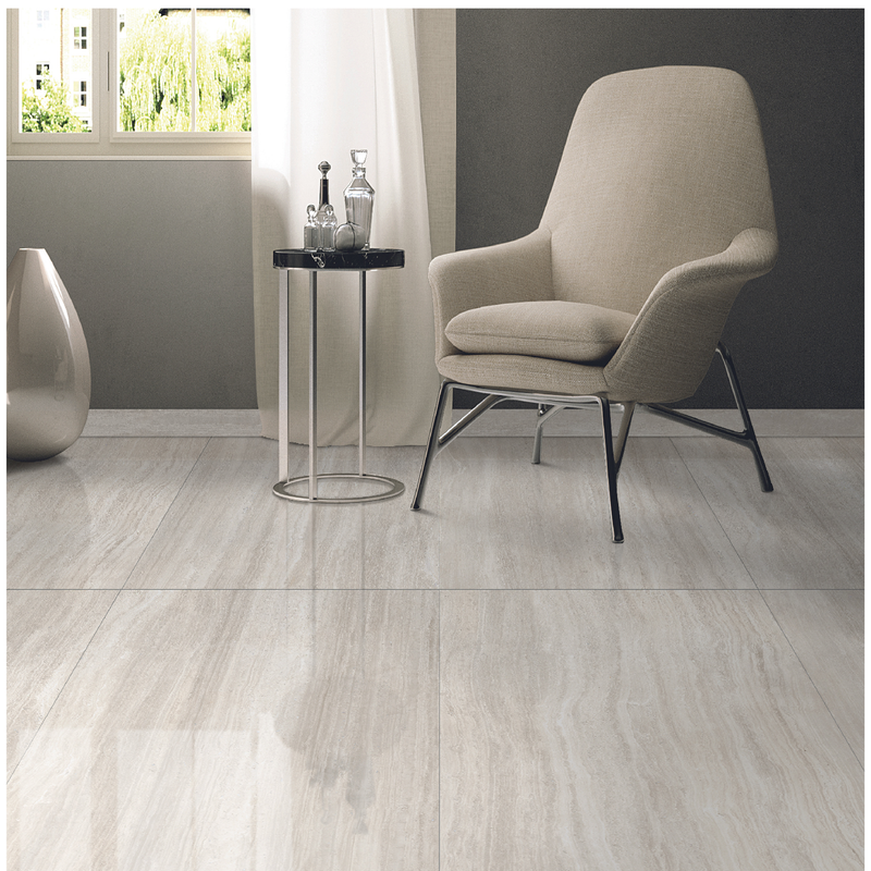 Zen beige polished porcelain floor and wall tile  liberty us collection room shot sitting view