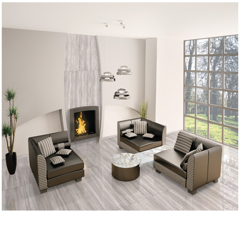 Zen light taupe polished porcelain floor and wall tile  liberty us collection room shot living room view