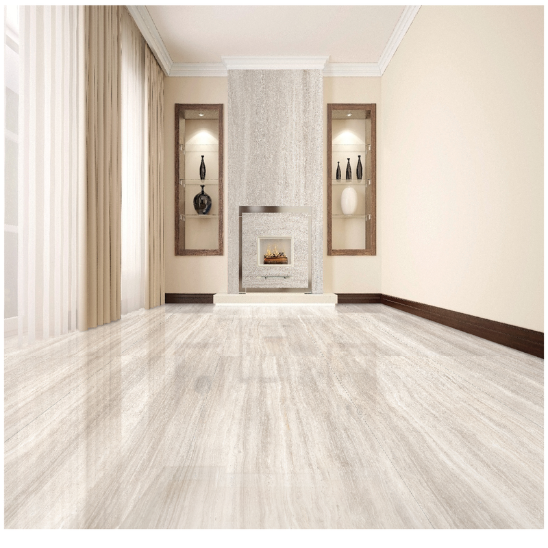 Zen beige matte porcelain floor and wall tile  liberty us collection room shot hallway view