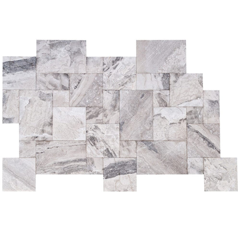 antlantic grey marble tile antique pattern sand blasted brushed top view