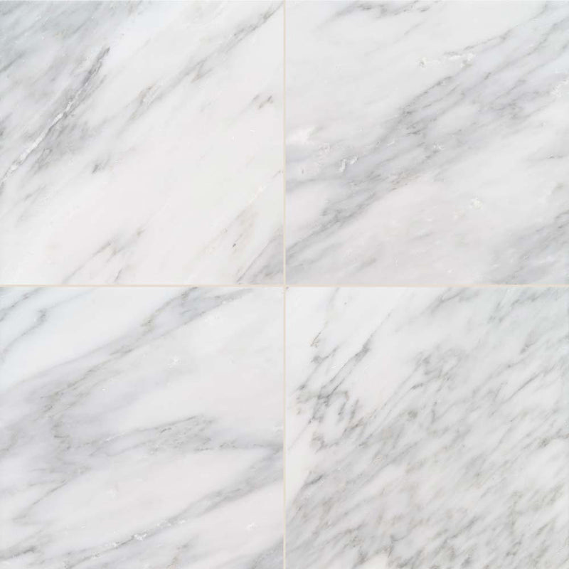 arabescato carrara 18 x 18 polished marble floor and wall tile TARACAR18180.38P product shot multiple tiles top view