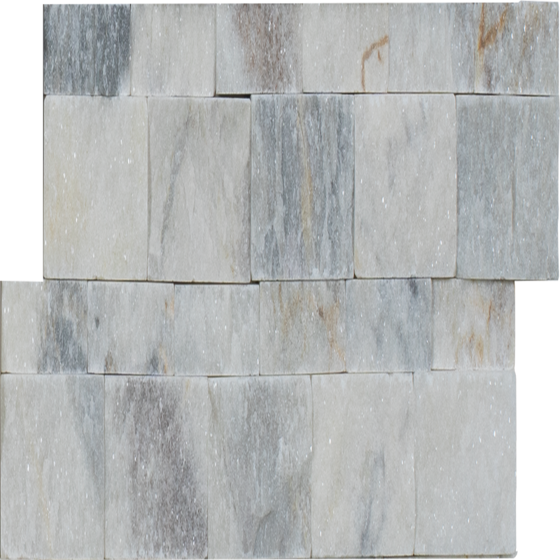 White Carrara 6"x24" Marble Splitface Ledger Panel Tile product shot tile view 3