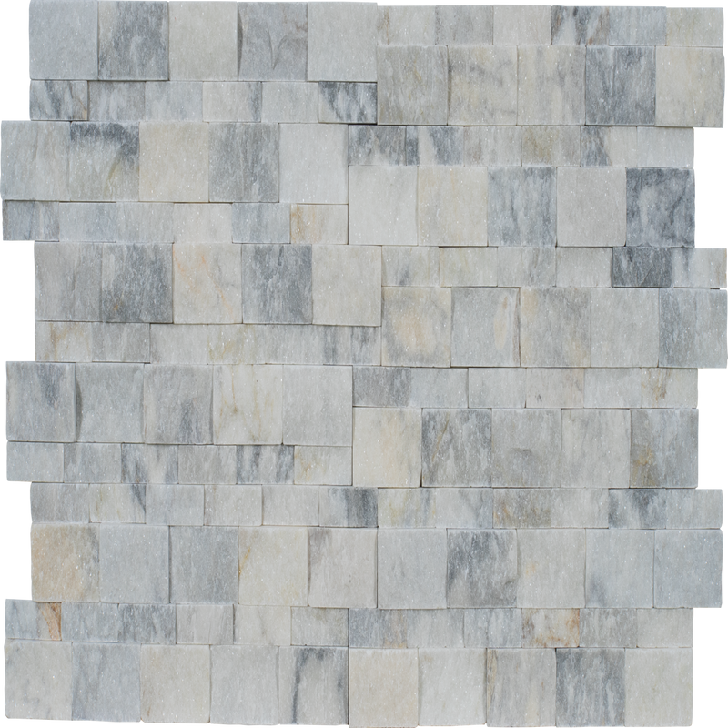 White Carrara 6"x24" Marble Splitface Ledger Panel Tile product shot tile view 2