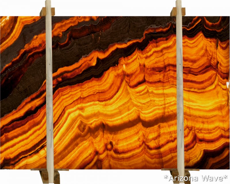 arizona wave yellow honey onyx slabs polished 2cms slabs one bundle front view backlit