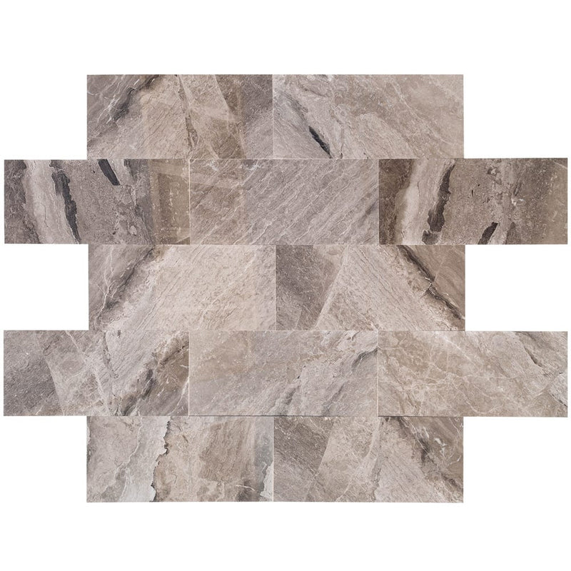 atlantic grey cloudy marble tile 12x24 polished top view