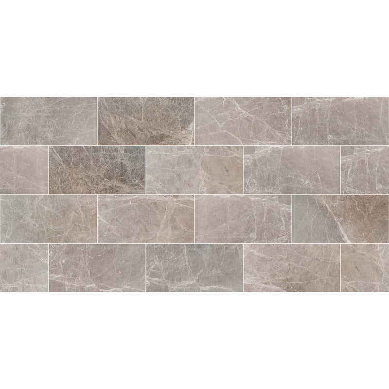 atlantic grey marble tile 12x24 polished grouted top rectangular view