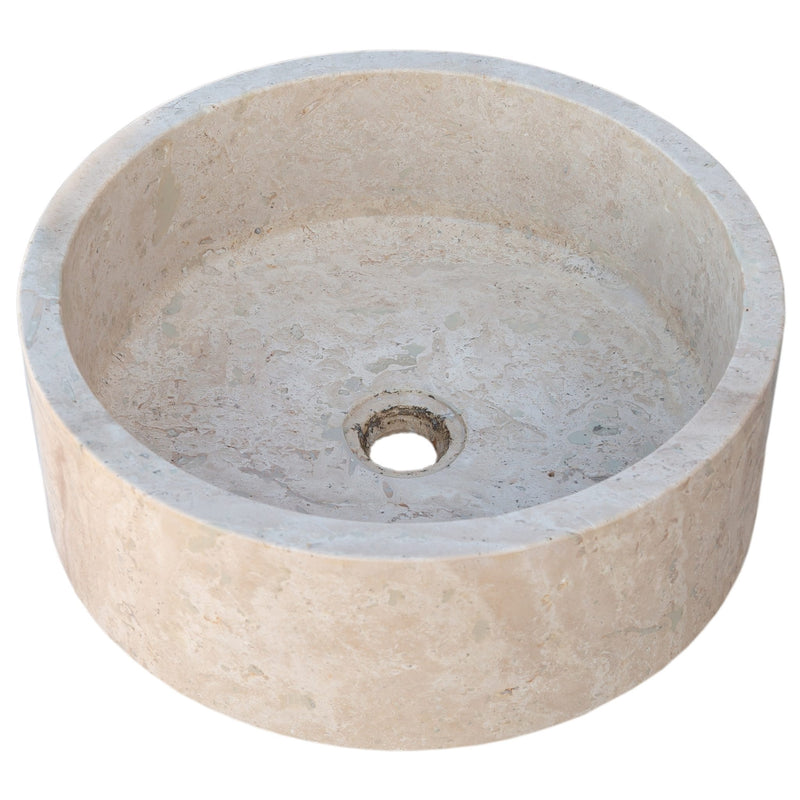 beige travertine vessel sink d16 h6 TMS6 angle product view