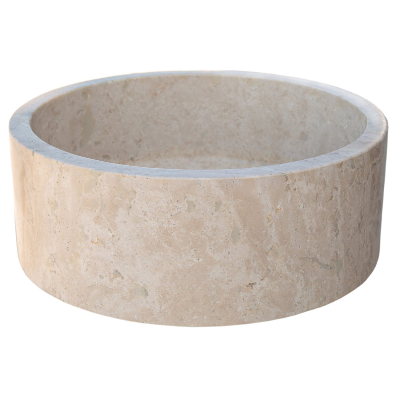 beige travertine vessel sink d16 h6 TMS6 side product view