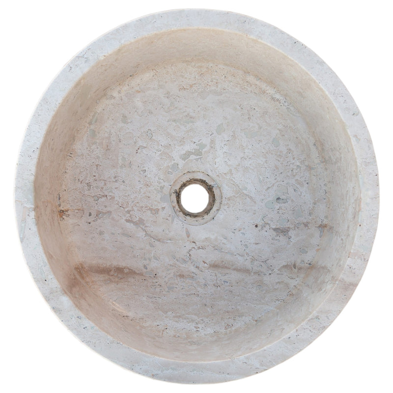 beige travertine vessel sink d16 h6 TMS6 top product view