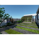 beton antracite porcelain pavers 24x24in matte floor tile LPAVNBETANT2424 installed on an outside patio rendered