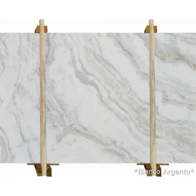 bianco argento white marble slabs polished 2cm front view