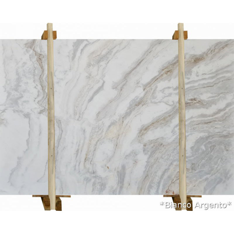 bianco argento white marble slabs polished 2cm front view