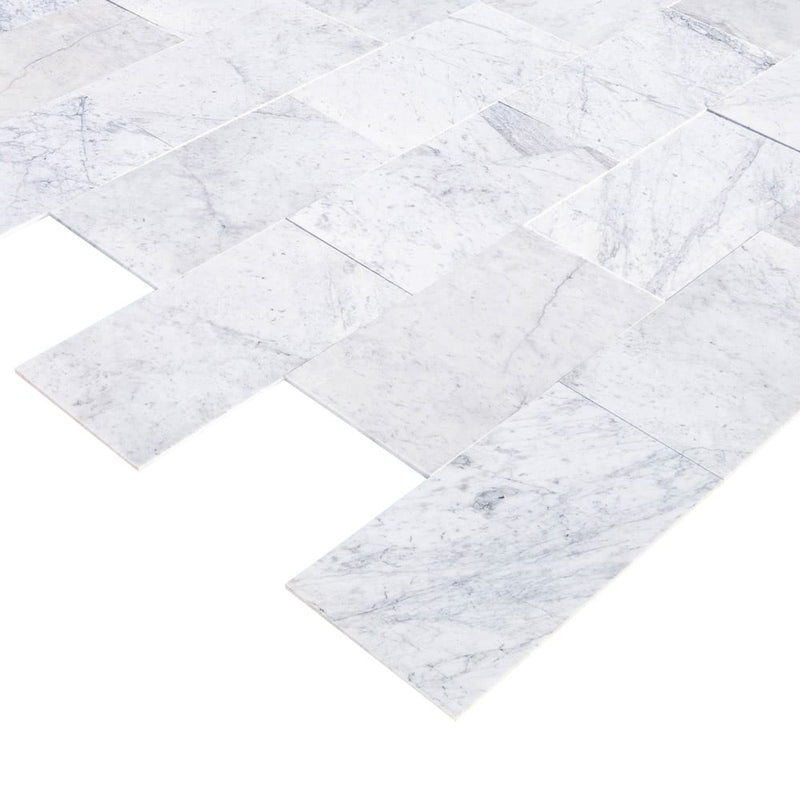 bianco carrara marble tile 12x24 polished angle view