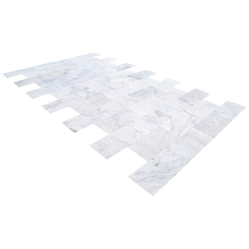 bianco carrara marble tile 12x24 polished angle wide view