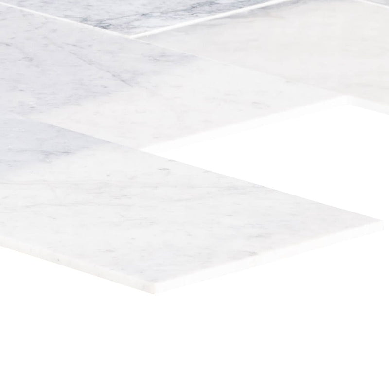bianco carrara marble tile 12x24 polished profile view