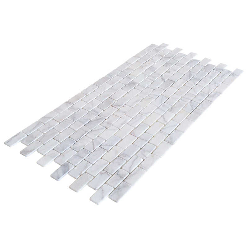 bianco ibiza white marble mosaic tile 2x4 backsplash tumbled BIBZWMM2x4T angle wide view