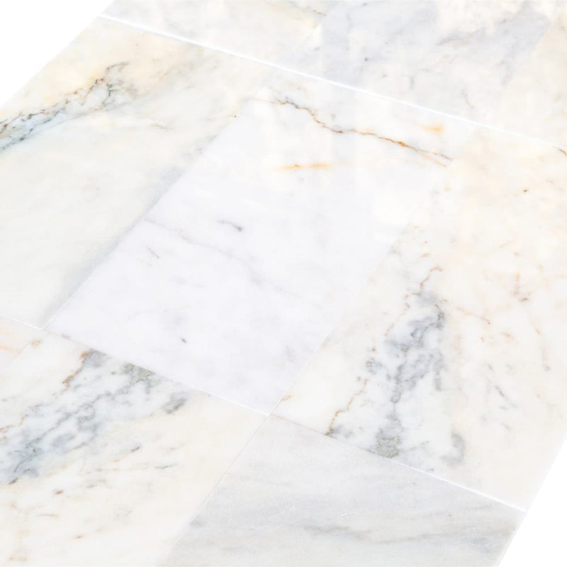 bianco ibiza white marble tile 12x24 polished BIBWMZ12x24P angle closeup view 2