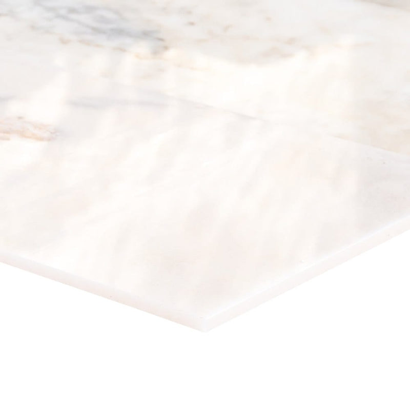 bianco ibiza white marble tile 12x24 polished BIBWMZ12x24P profile view