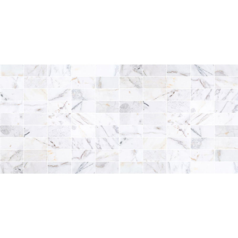 bianco ibiza white marble tile 3x6 backsplash polished BIBWMZ3x6P top view 90 tiles grouted