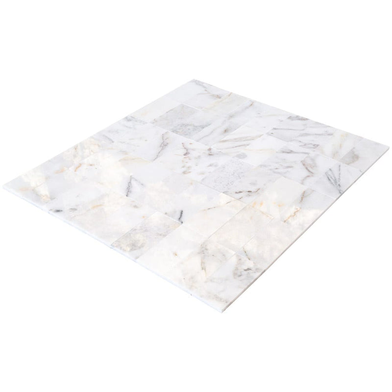 bianco ibiza white marble tile 3x6 backsplash polished BIBWMZ3x6P angle view
