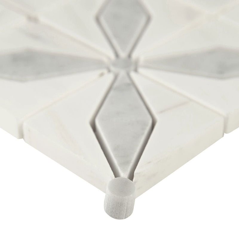 Bianco starlite 12x12 polished marble mesh mounted mosaic tile SMOT-BIANDOL-STARP product shot profile view