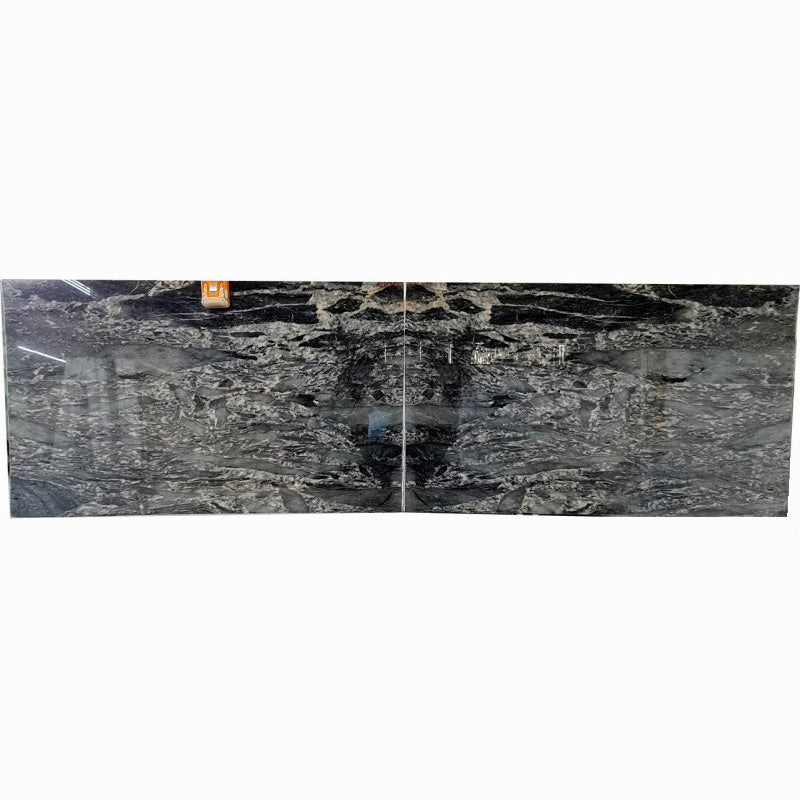 black leopard marble slabs polished 2 slabs bookmaching front view