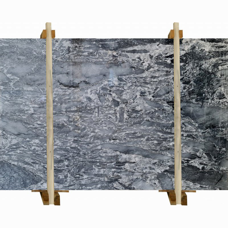 black leopard marble slabs polished packed on wooden bundle product shot