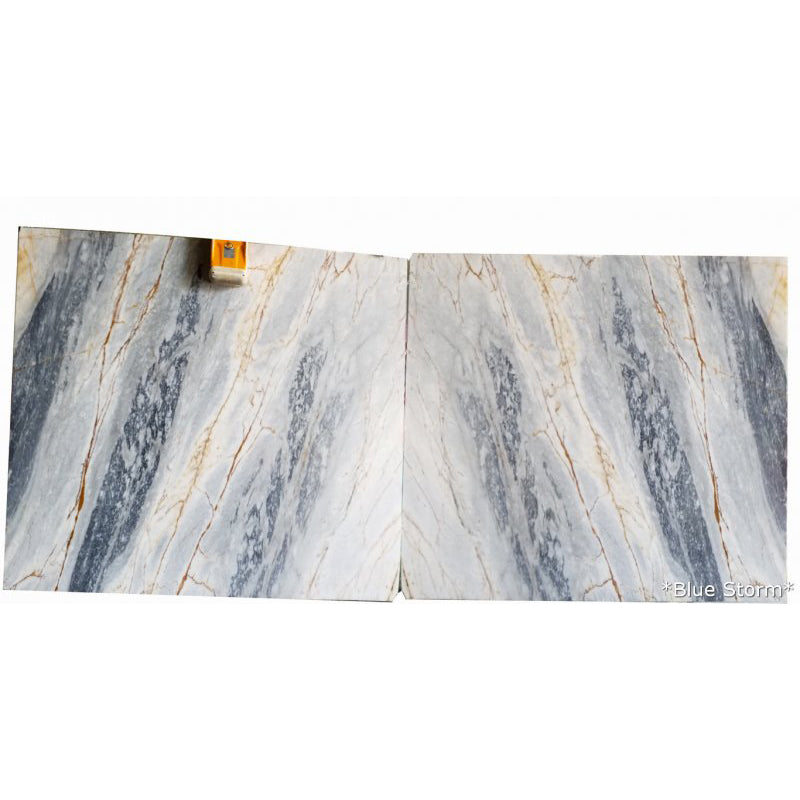 blue storm marble slabs polished 2cm bookmatching 2 slabs front view