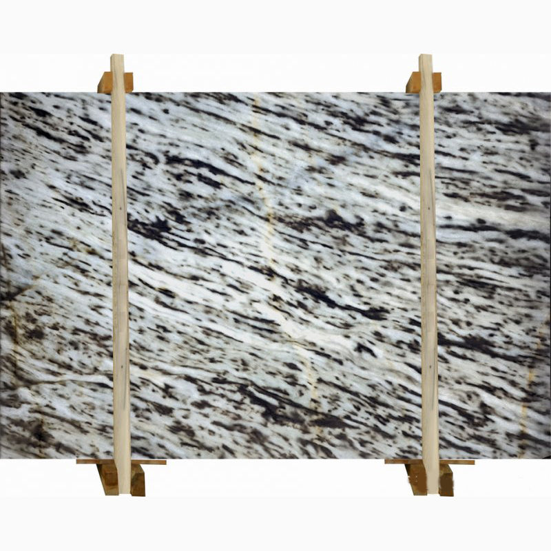 blue whisper marble slabs polished 2cm packed on wooden bundles backlit front view