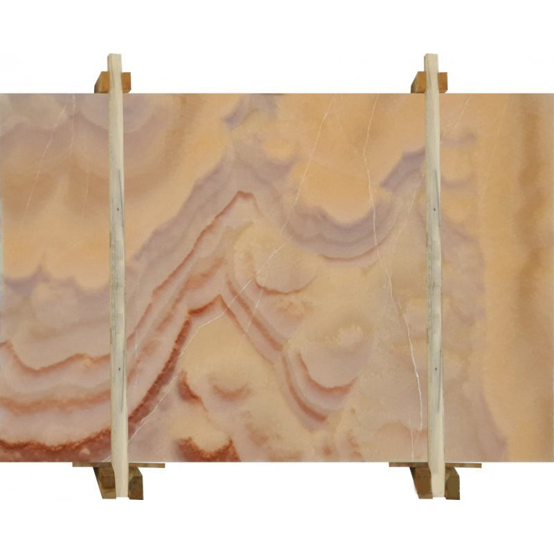 bubble honey onyx slabs polished 2cm product shot wooden bundle front view