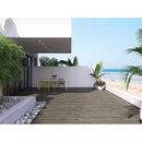 caldera coala porcelain pavers 16x47in matte floor tile LPAVNCALCOA1647 installed on back porch floor of a house with ocean view next to the beach