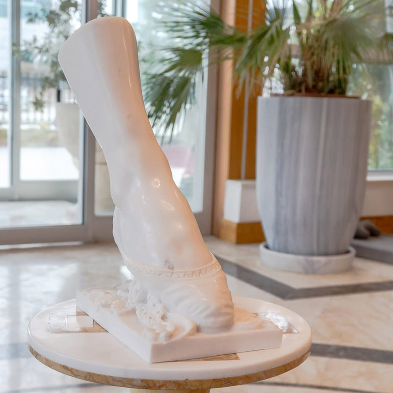 carrara marble ballerina shoe cleat statue decor NTRVS30 W5 L12 H12 angle view3