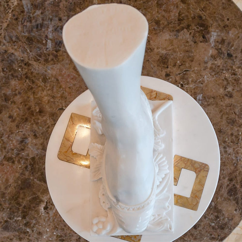 carrara marble ballerina shoe cleat statue decor NTRVS30 W5 L12 H12 top view2