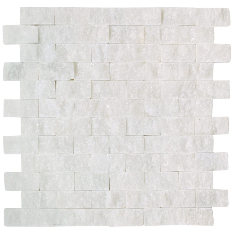 Carrara White Marble Split Face Brick Mosaic Wall Tile - Livfloors Collection