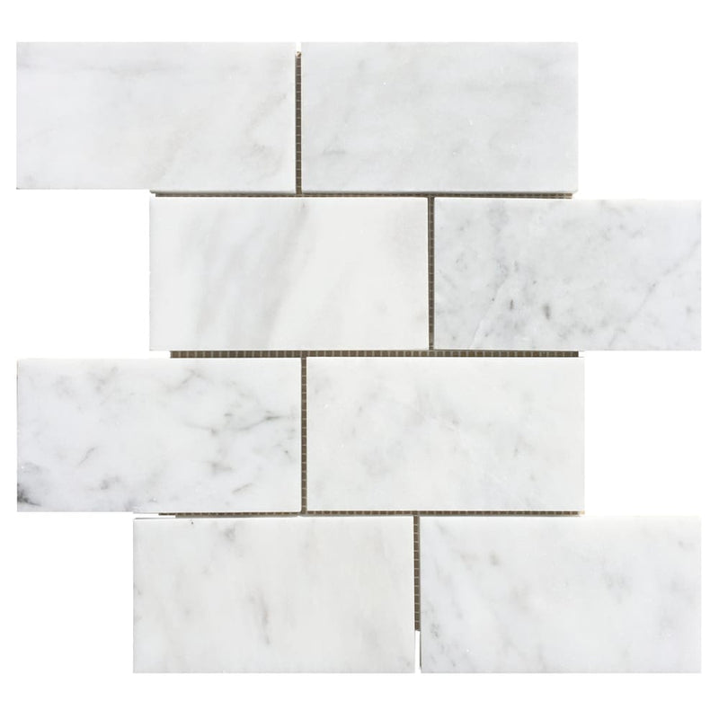 Carrara White Marble Polished Mosaic Floor and Wall Tile - Livfloors Collection