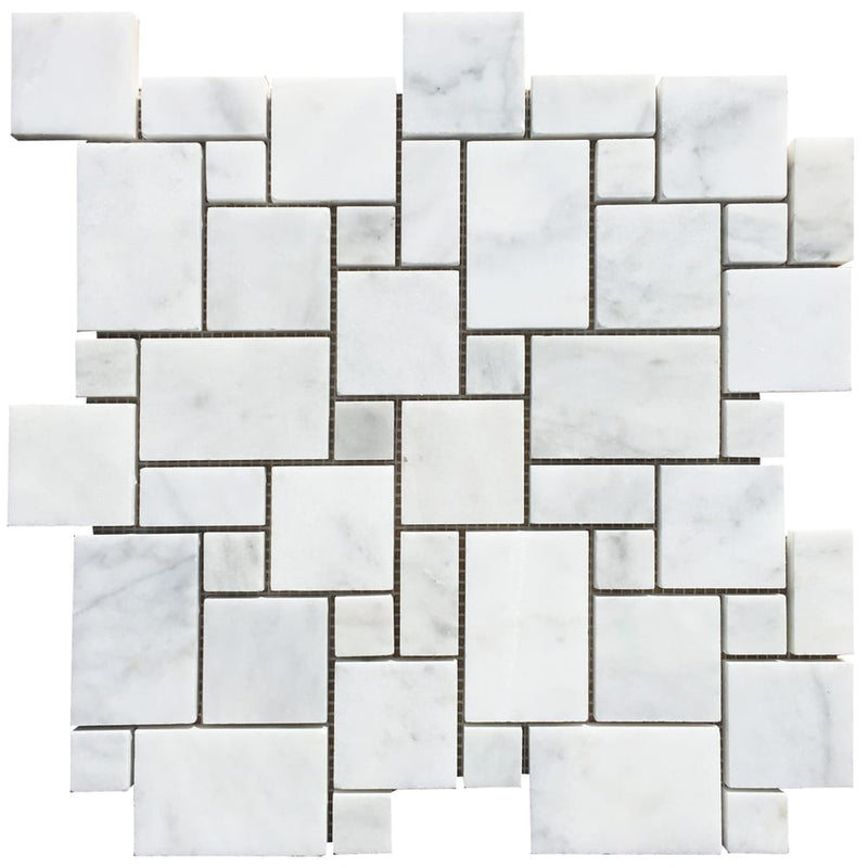 carrara white marble mosaic tile versailles pattern polished DM-0160-0201