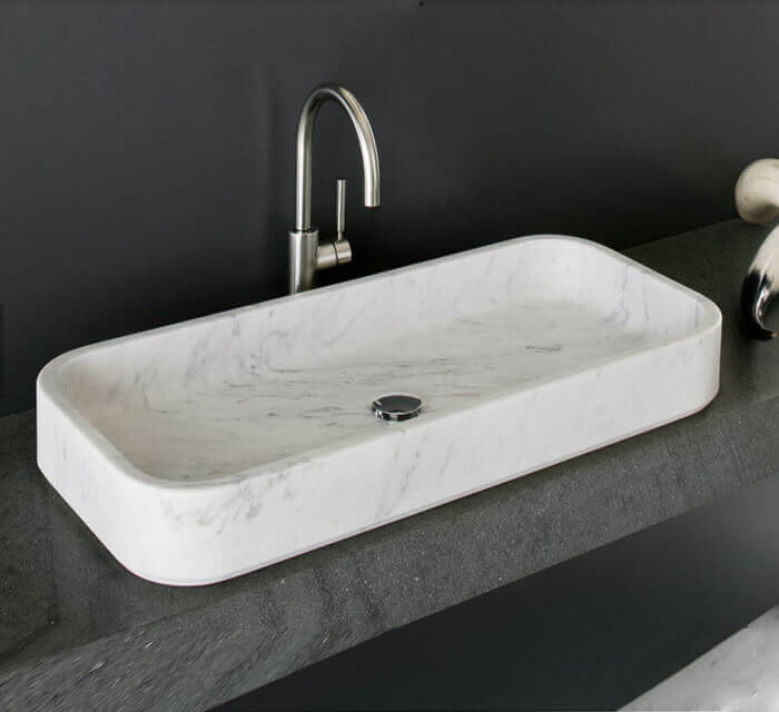 carrara white marble over-counter sink YEDSIM03 W16 L32 H5 bathroom view