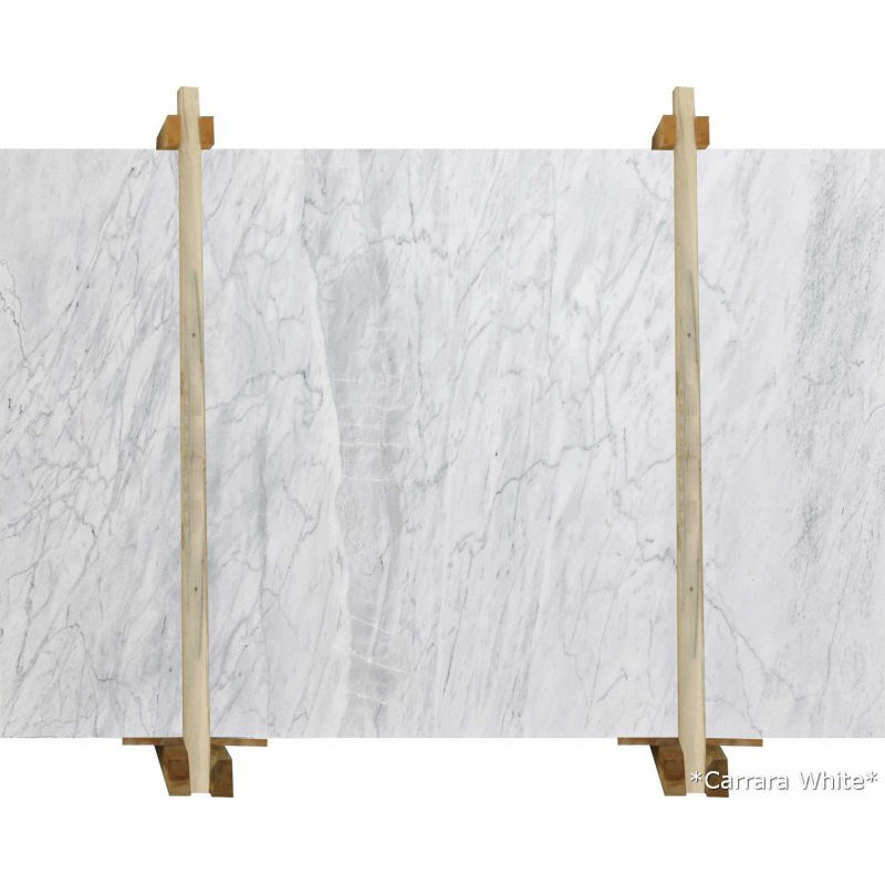 carrara white marble slabs polished 2cm slabs wooden bundle front view