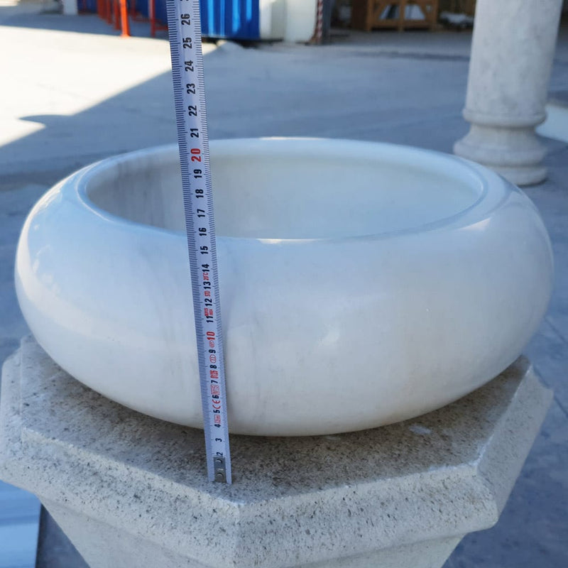 carrara white marble vessel sink TMS16 height measure view