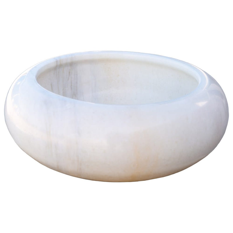 carrara white marble vessel sink TMS16 side view