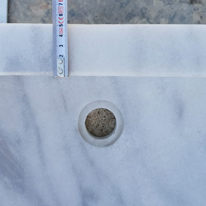 carrara white marble wall mount vessel sink 24 thickness measure view